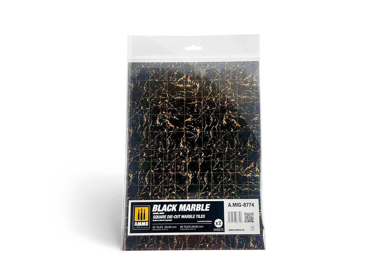 Black Marble. Square die-cut marble tiles