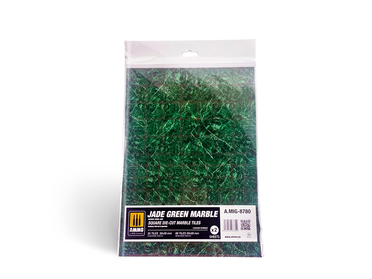 Jade Green Marble. Square die-cut marble tiles