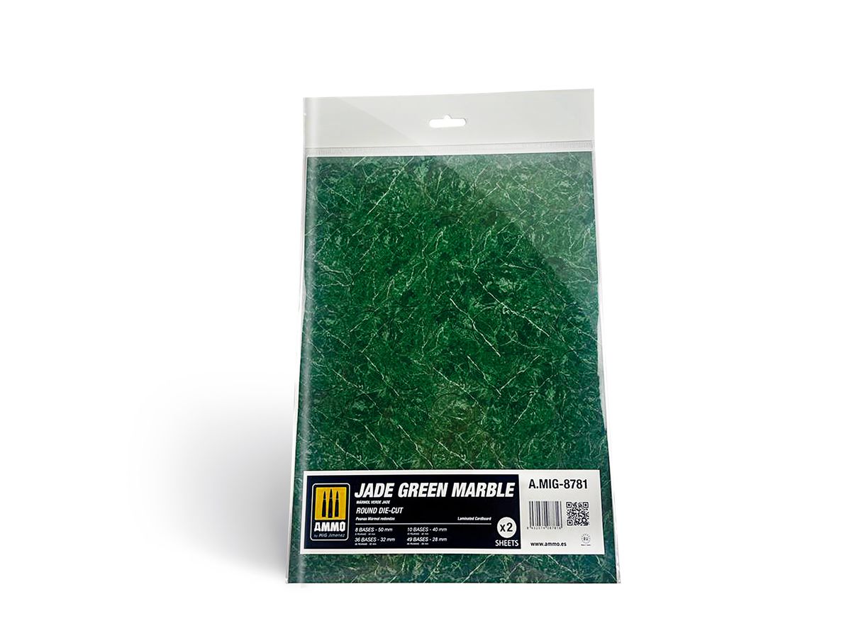Jade Green Marble. Round die-cut for Bases for Wargames