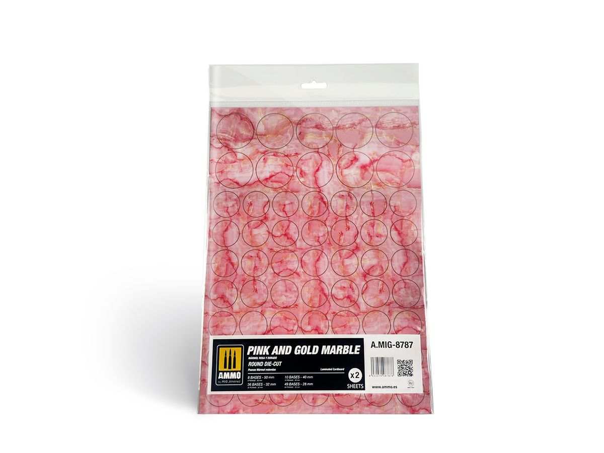 Pink and Gold Marble. Round die-cut for Bases for Wargames