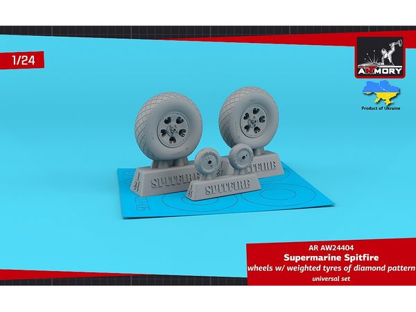 Supermarine Spitfire Wheels w/ Weighted Tires (Diamond Pattern & 5-Spoke Hubs)