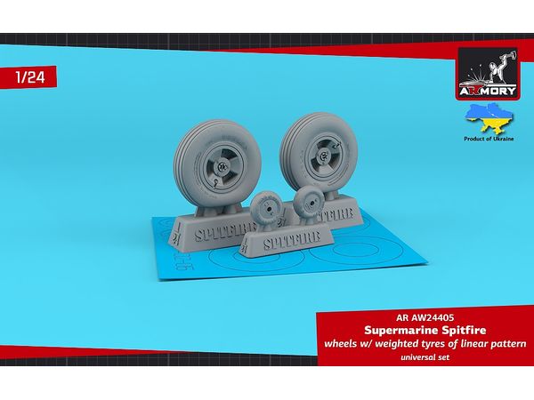 Supermarine Spitfire Wheels w/ Weighted Tires (Linear Pattern & 3-Spoke Hubs)