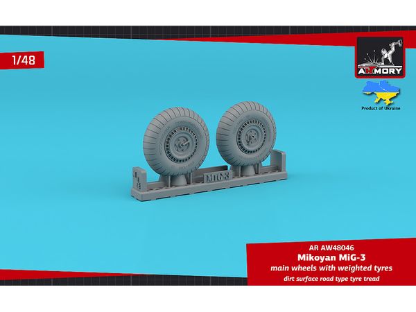 MiG-3 main wheels w/ weighted tyres, dirt surface road type tyre tread