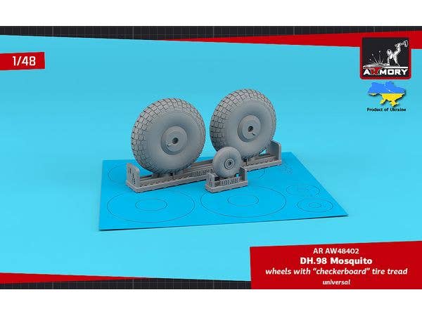 deHavilland DH.98 Mosquito wheels, checkerboard tire pattern, weighted