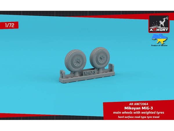 MiG-3 main wheels w/ weighted tyres, hard surface road type tyre tread