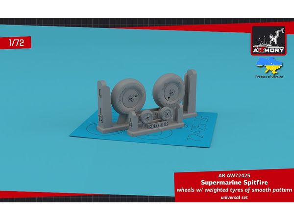 Supermarine Spitfire wheels w/ weighted tyres of smooth pattern & covered hubs