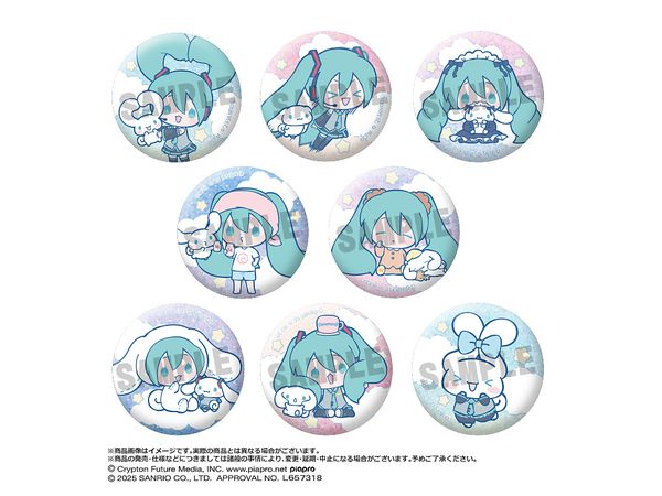 Hatsune Miku x Cinnamoroll: Trading Glitter Can Badge: 1Box (8pcs)