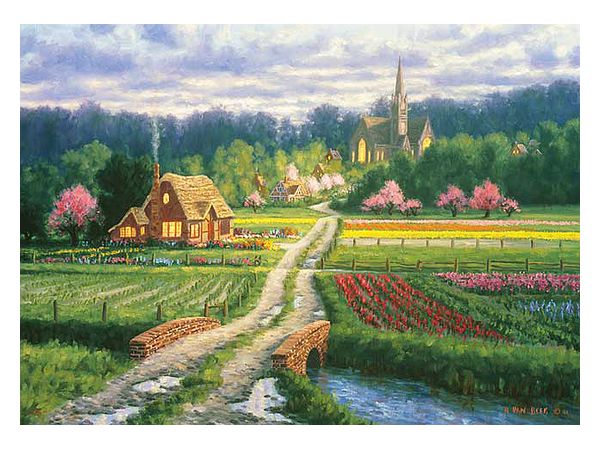 Jigsaw Puzzle: Flower Garden and Small House 500P
