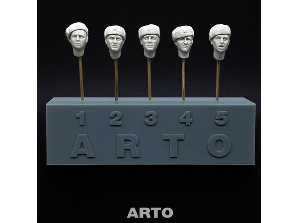 WWII Soviet Ushanka winter hat heads (5 heads)