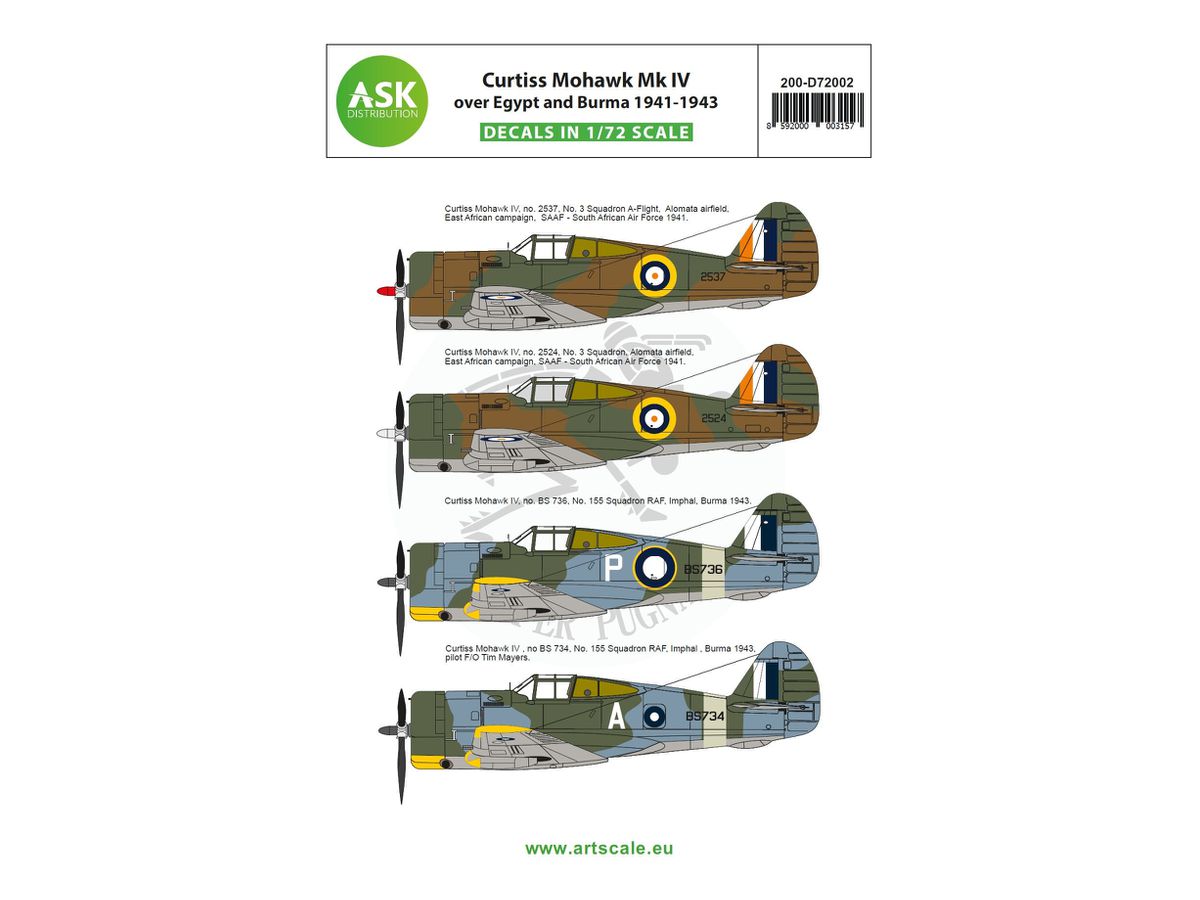 Curtiss Mohawk IV over Egypt and Burma 1941-1943