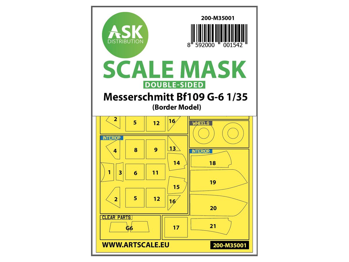 Messerschmitt Bf 109G-6 double-sided painting mask for Border Model