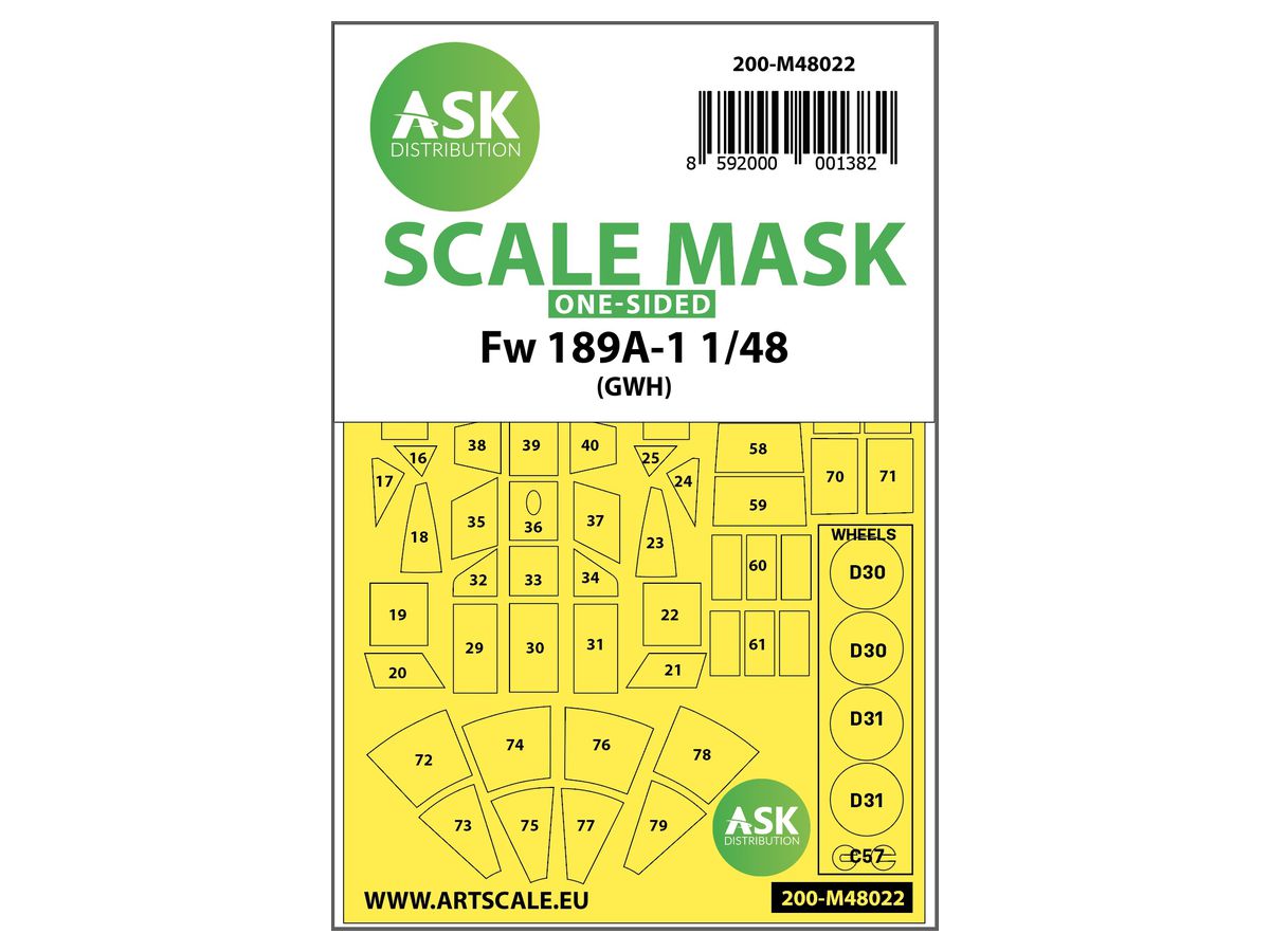 Focke Wulf Fw 189 one-sided painting mask for Great Wall Hobby