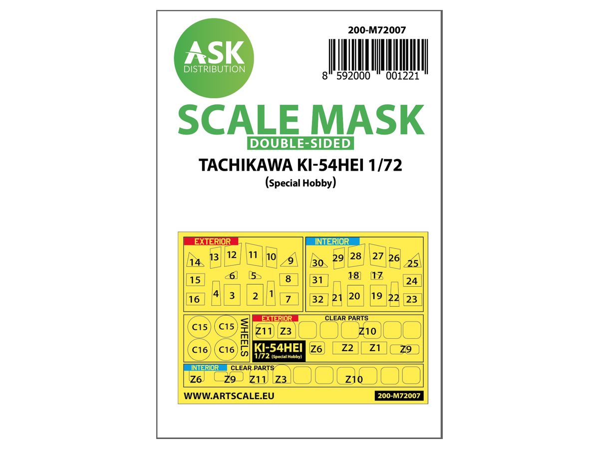 Tachikawa Ki-54HEI double-sided painting mask for Special Hobby