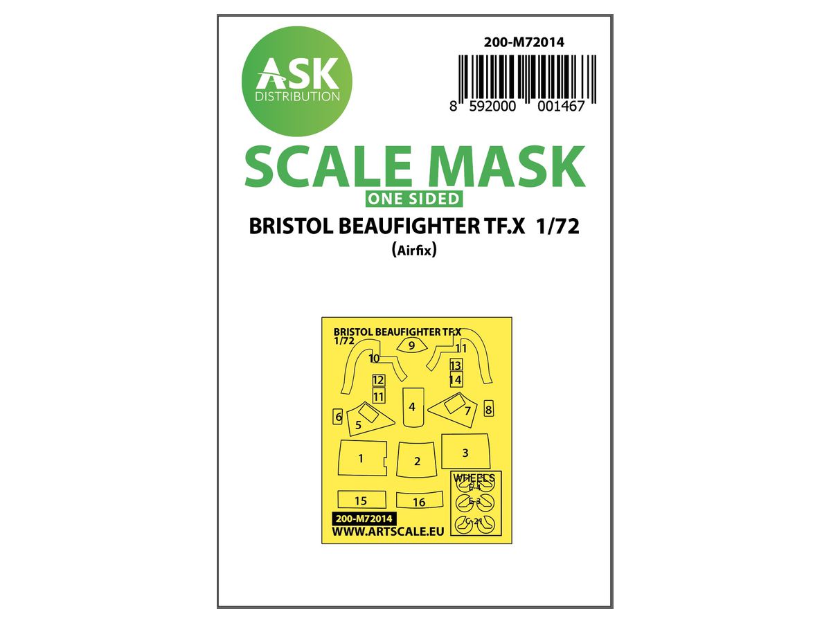 Bristol Beaufighter TF.X one-sided painting mask for Airfix