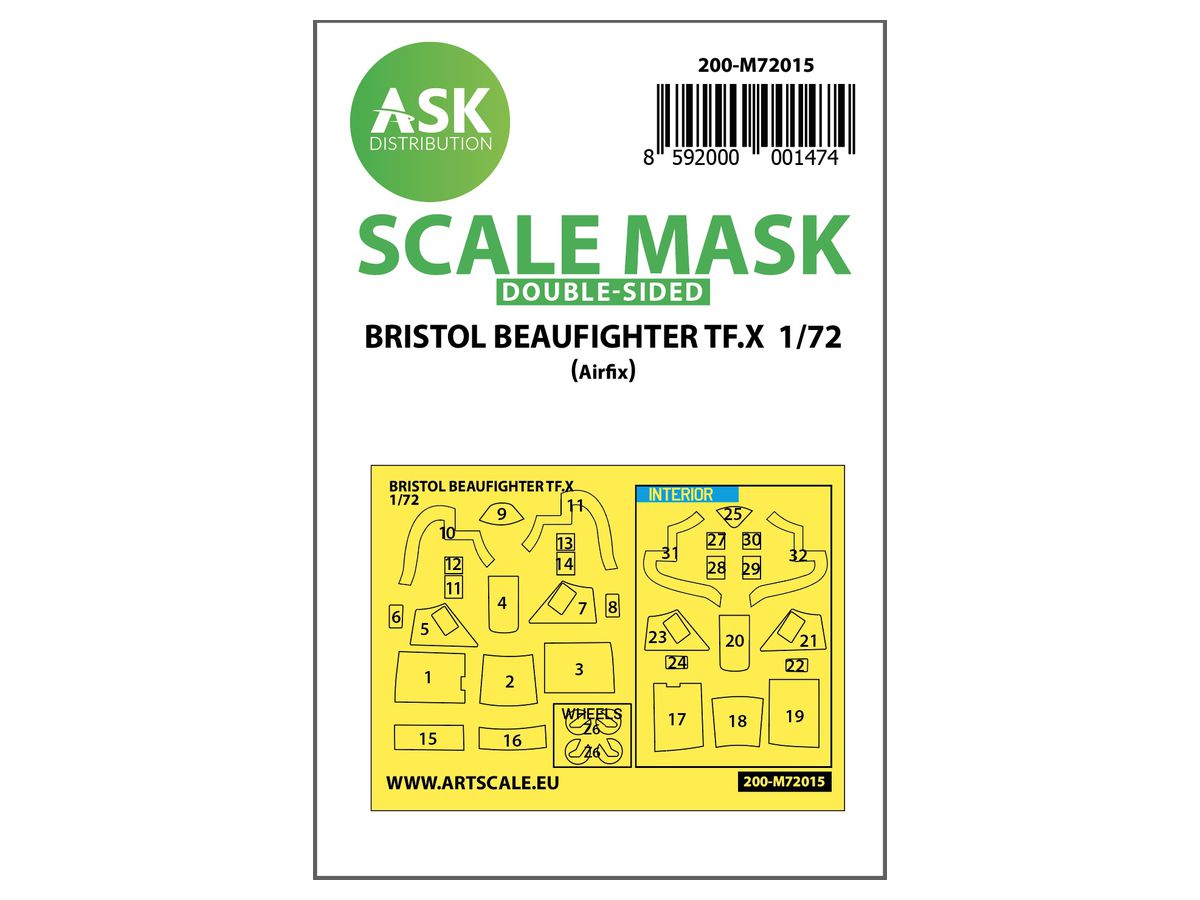 Bristol Beaufighter TF.X double-sided painting mask for Airfix