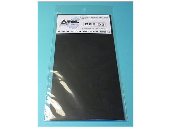 Color Plastic Sheet 180x100mm Black 0.3mm Thick (2pcs)