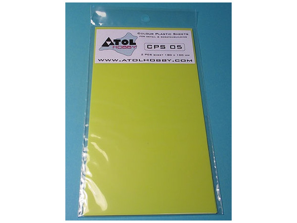 Color Plastic Sheet 180x100mm Yellow 0.5mm Thick (2pcs)