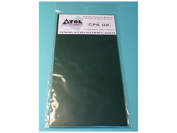 Colour Plastic Sheet 180x100mm Green 0.8mm Thick (2pcs)