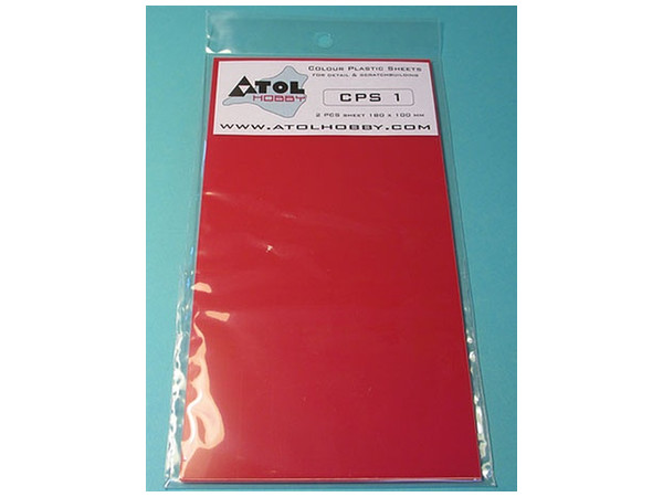 Color Plastic Sheet 180x100mm Red 1.0mm Thick (2pcs)