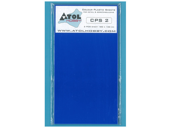 Color Plastic Sheet 180x100mm Blue 2mm Thick (2pcs)