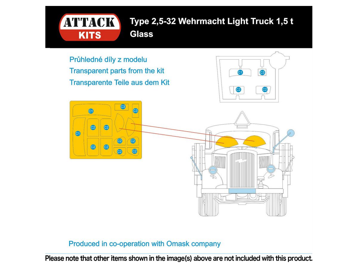 Opel Blitz (Type 2,5-32) Wehrmacht Light Truck 1,5 t - Glass Paint Mask Seal