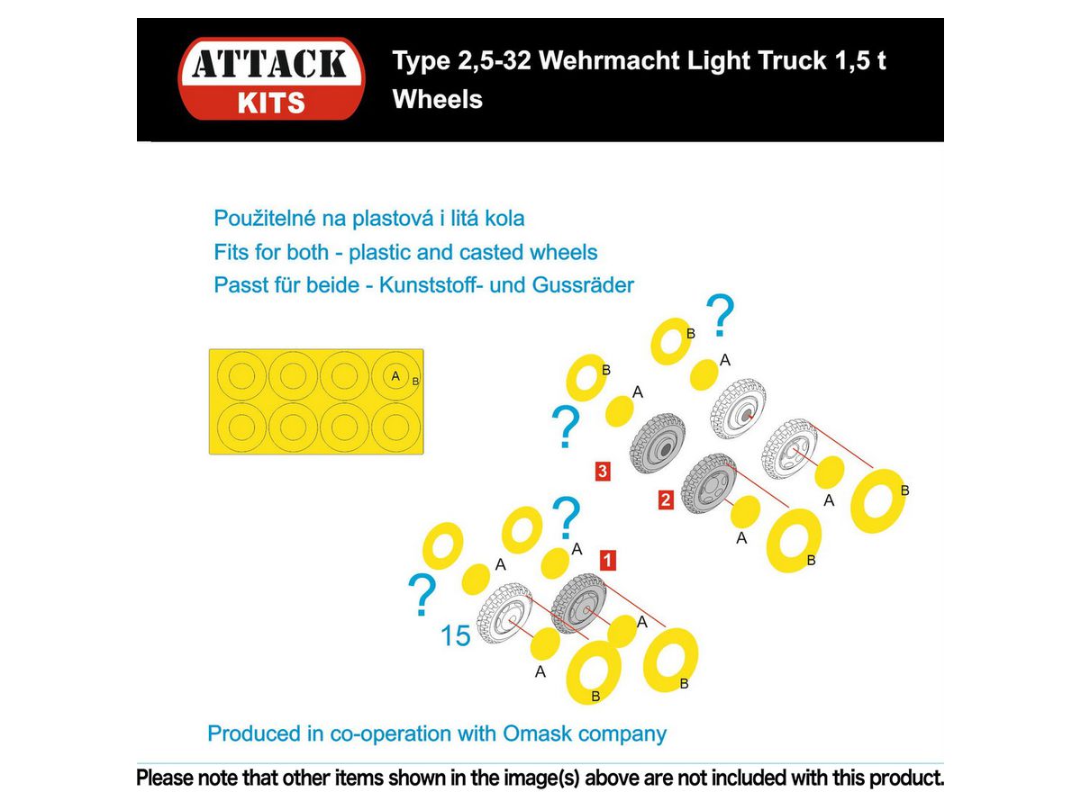 Opel Blitz (Type 2,5-32) Wehrmacht Light Truck 1,5 t - Wheels Paint Mask Seal