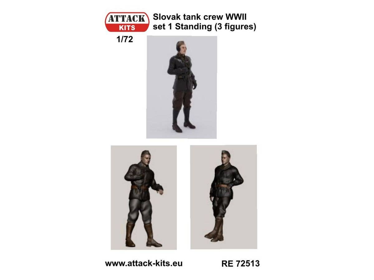 Slovak WWII tank crew, Set 1 (3x fig, standing)