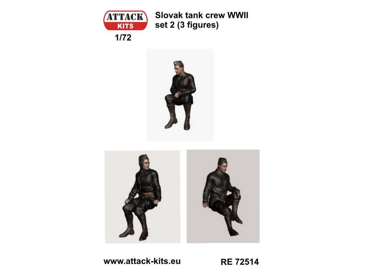 Slovak WWII tank crew, Set 2 (3x fig, sitting)