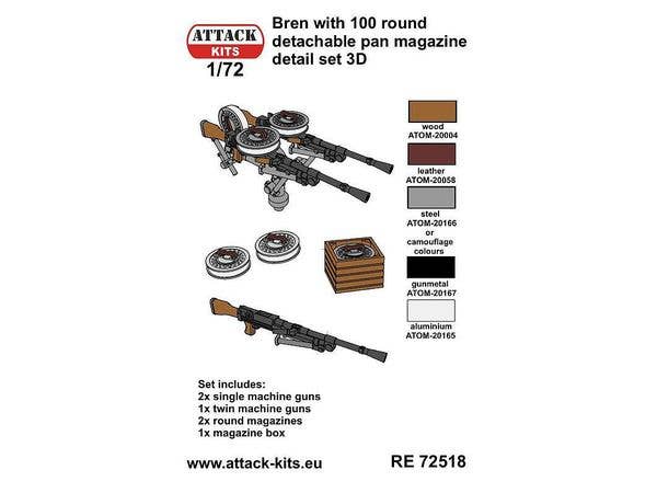 Bren MG w. 100-round detachable pan magazine detail set 3D
