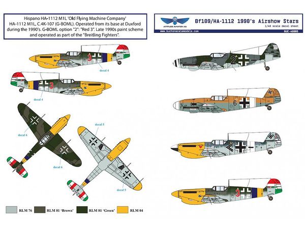 Bf 109/HA-1112 1990s Airshow Star Decals