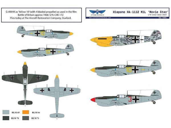 Hispano HA-1112 M1L Movie Star decal sheet