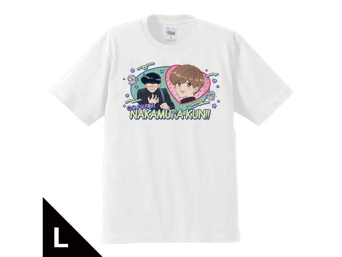 TV Animation Ganbare! Nakamura-kun!!: T-shirt featuring Nakamura Okuto & Hirose Aiki WHITE ver. L size