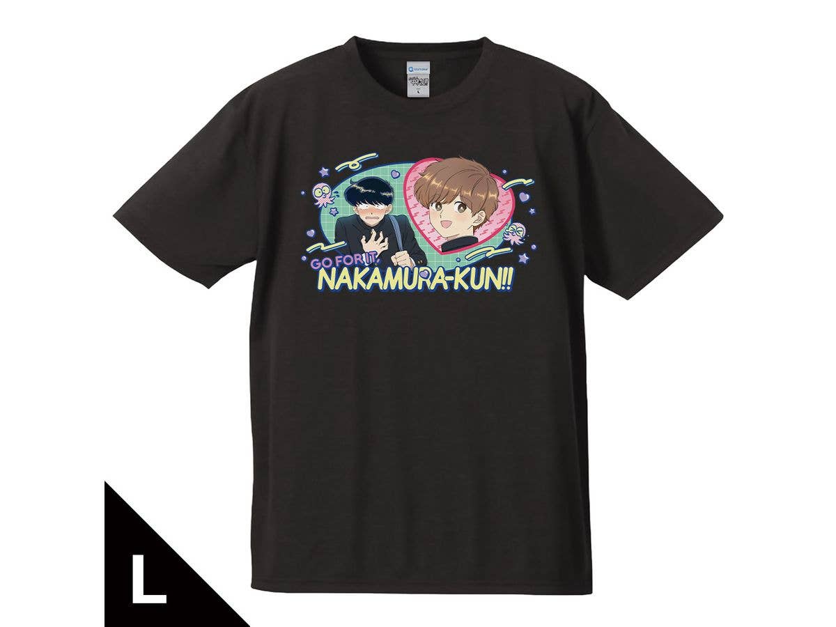 TV Animation Ganbare! Nakamura-kun!!: T-shirt featuring Nakamura Otokoto & Hirose Aiki BLACK ver. L size
