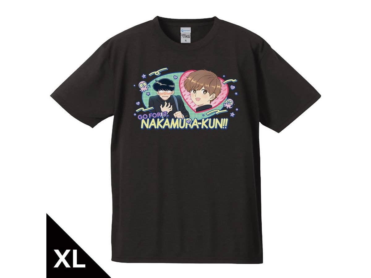 TV Animation Ganbare! Nakamura-kun!!: T-shirt featuring Nakamura Otokoto & Hirose Aiki BLACK ver. XL size