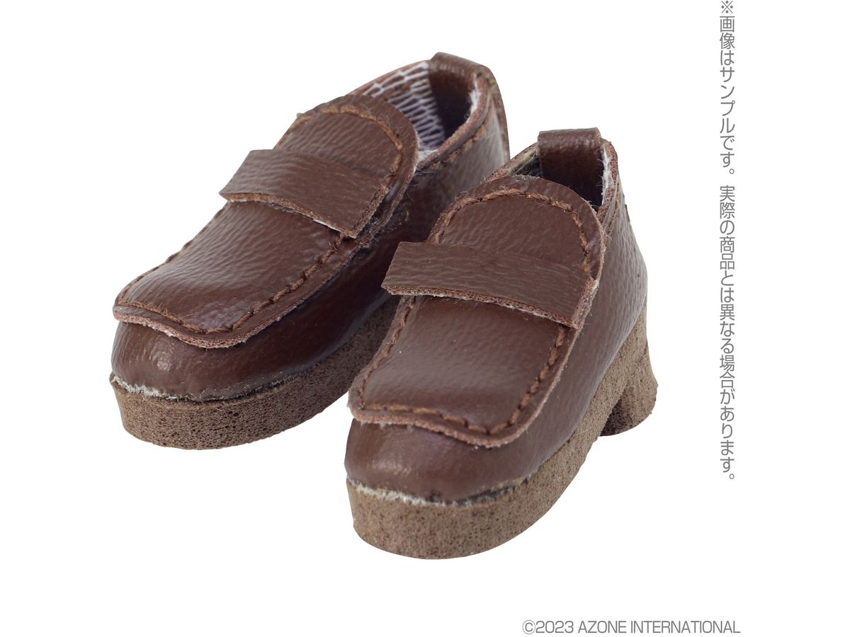 Synthetic Leather Coin Loafers Brown