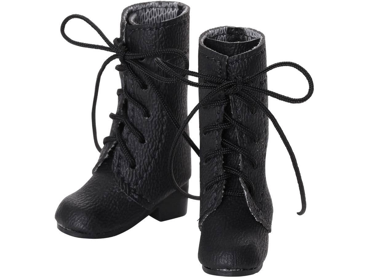 Lace-Up Plain Short Boots II Black