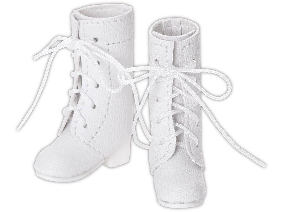 Lace-Up Plain Short Boots II White