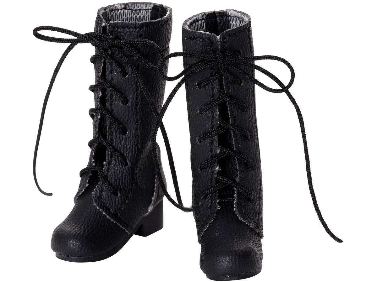 Lace-Up Mid-Length Boots Black