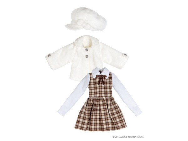 Little Autumn Girl Set Milk White x Brown Check (Pure Neemo XS)