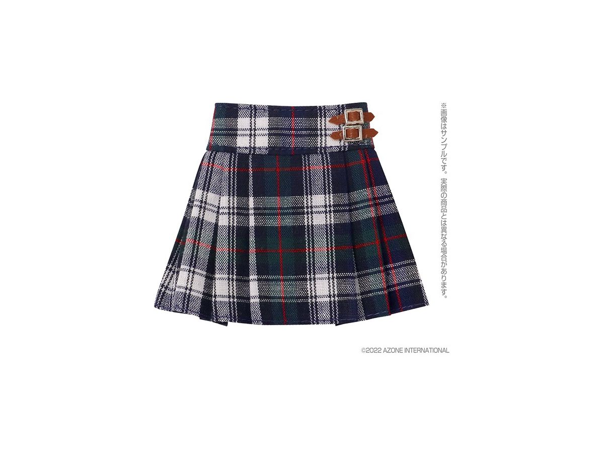 PNXS Side Belt Pleated Mini Skirt Green Check
