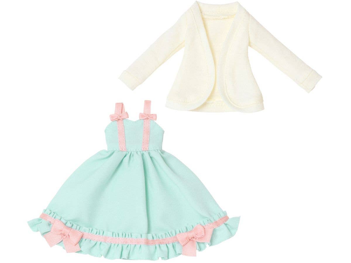 PNXS Ribbon Camisole Dress & Cardigan set Mint x Cream Yellow