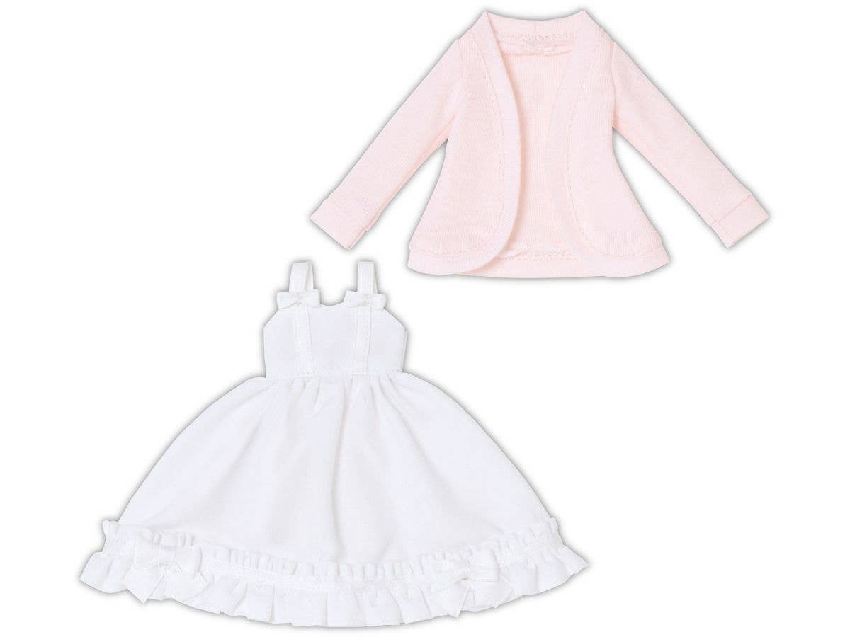 PNXS Ribbon Camisole Dress & Cardigan set White x Powder Pink
