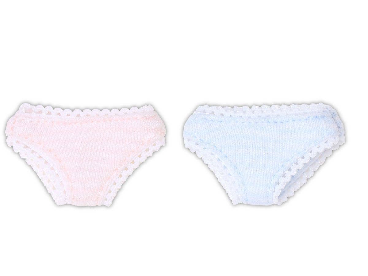 PNXS Lace-Trimmed Striped Panties set (2-Color Set: Light Blue, Pink)
