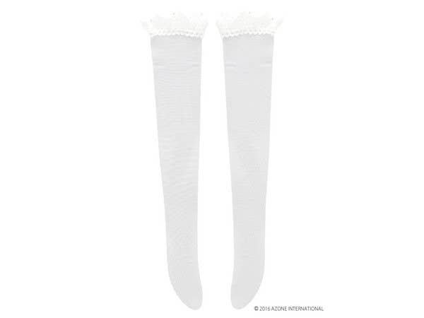 AZO2 Lace Knee High Stockings White