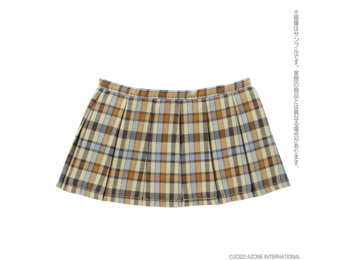 AZO2 Check Box Pleated Skirt Beige Check