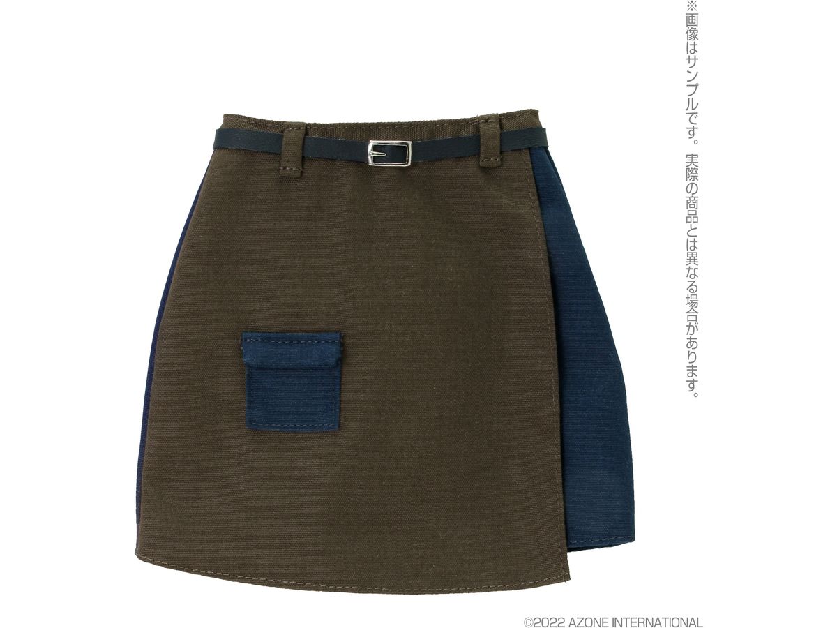 AZO2 AZO Can Switching Mini Skirt Khaki Brown x Navy