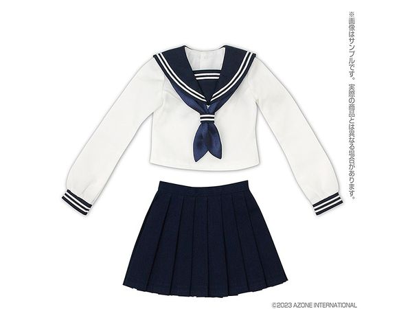 AZO2 Long Sleeve Classical Sailor Suit & Scarf Set White x Navy