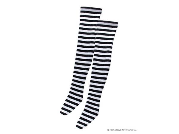 50cm Alice Border Knee Socks Black x White