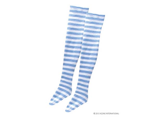 50cm Alice Border Knee Socks Blue x White