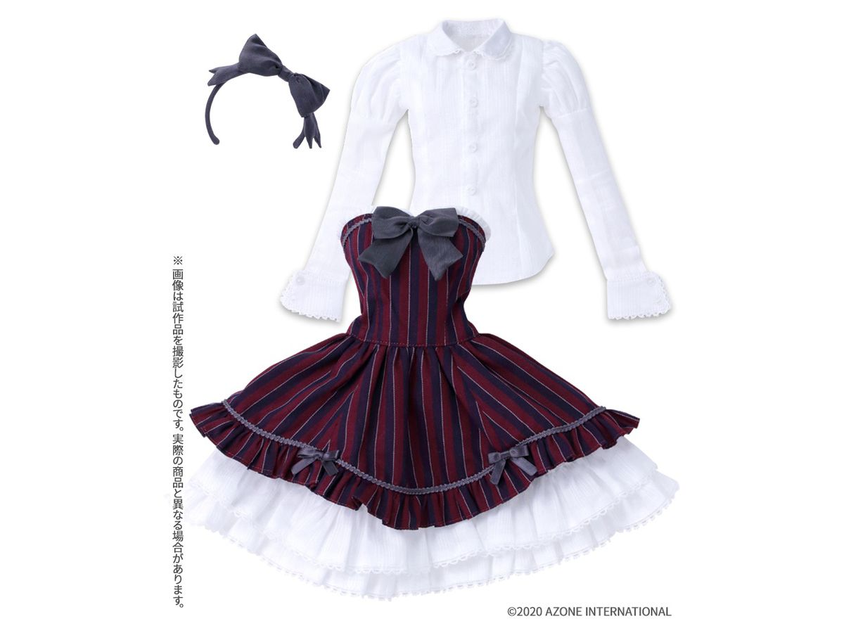 50 Red Bird Canon Dress Set Bordeaux Stripe